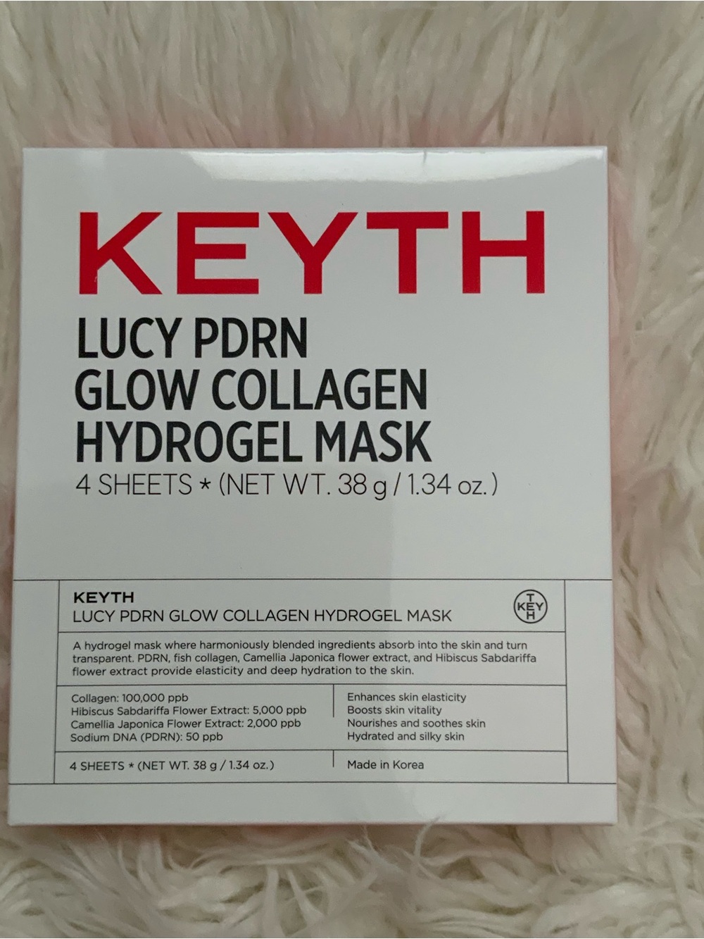 KEYTH LUCY PDRN GLOW COLLAGEN HYDROGEL MASK 4EA X 38G (1.34 OZ.) BNIB
